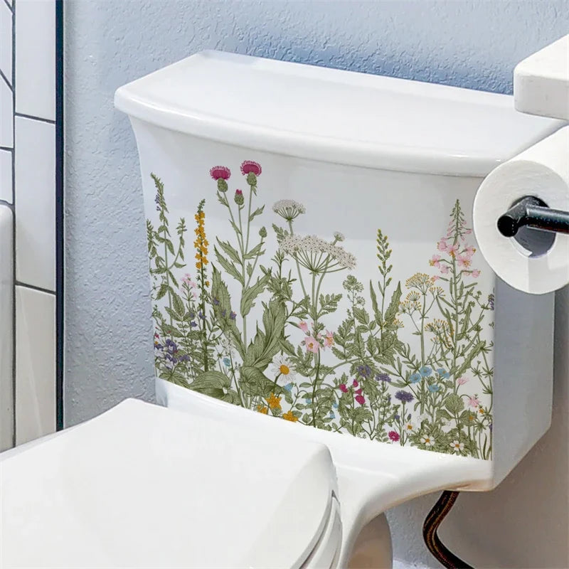 Plant Leaves Wall Sticker Toilet Sticker WC Self Adhesive Mural Beautify Flower Home Decoration Decals Refrigerator sticker-HomeDecorDecals_com