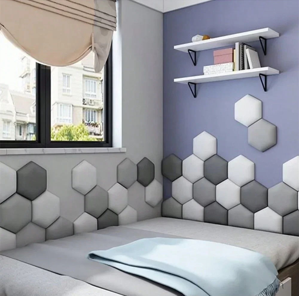 Anticollision Hexagonal Headboard Panel | Room Decor removable peel and stick wall decal by HomeDecorDecals.