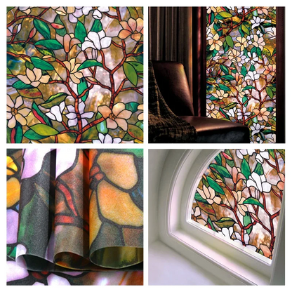 Window Privacy Film Adhesive Film Static Clings 3D Decorative Flower Window Film Stained Vinyl Glass Christmas Window Sticker-HomeDecorDecals_com