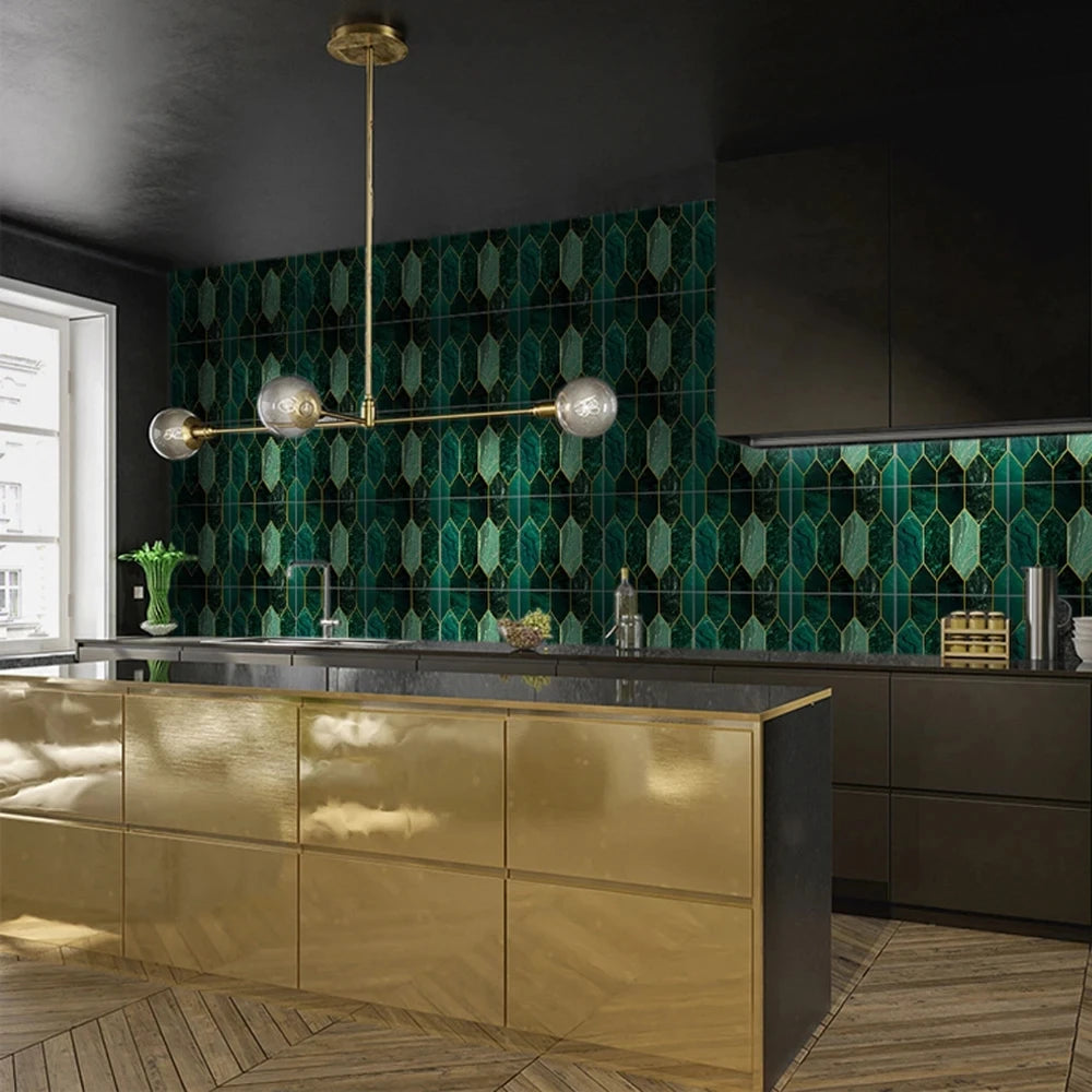 Green Gilding Tile PVC Modern Wall Decal | Home Decor design details by HomeDecorDecals.