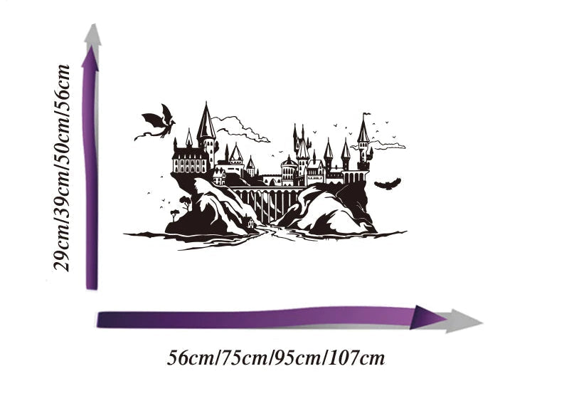 Close-up view of Enchanted Castle Landscape Wall Decal | Home Decor by HomeDecorDecals.