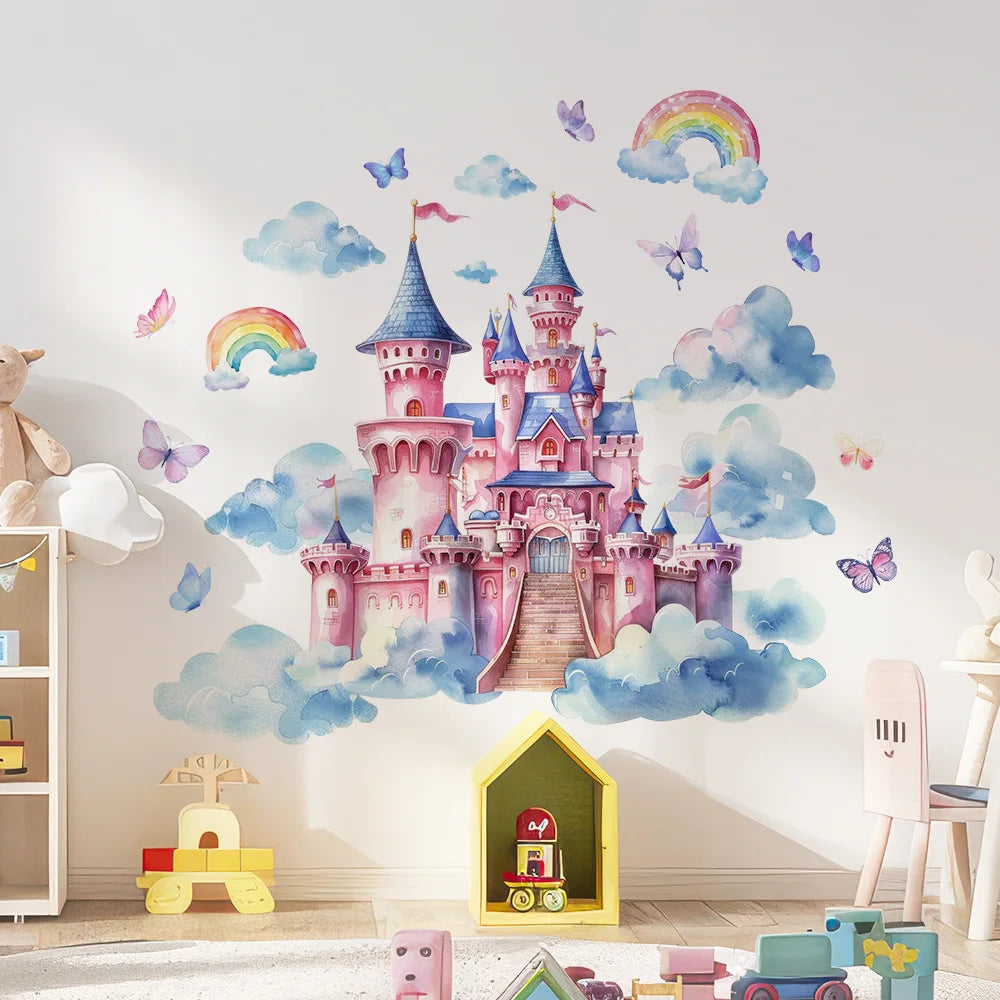 Cartoon Dream Castle Wall Stickers, Children's Room Wall Decoration Beautification, Self Adhesive Stickers-HomeDecorDecals_com