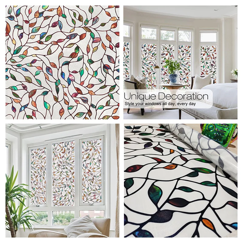 Window Privacy Film Adhesive Film Static Clings 3D Decorative Flower Window Film Stained Vinyl Glass Christmas Window Sticker-HomeDecorDecals_com
