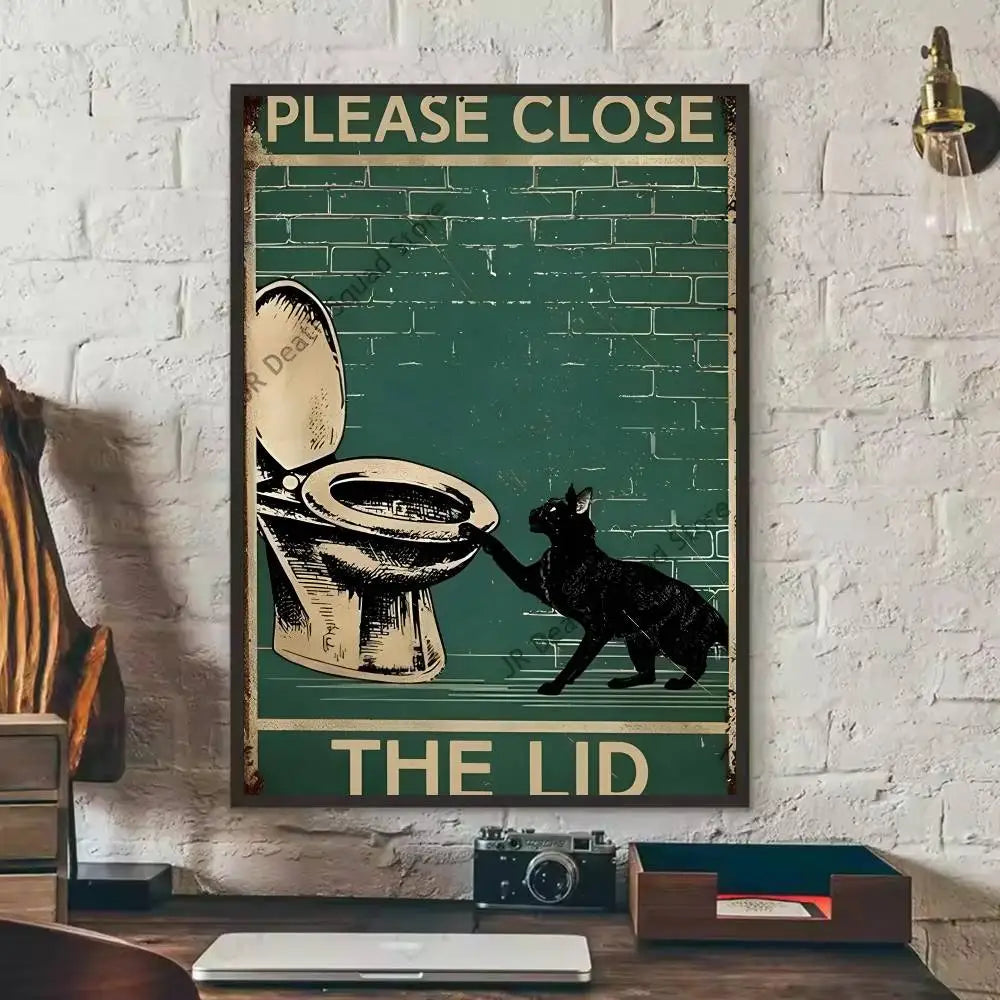 Cute Black Cat Art Are Poster Self-adhesive Art Waterproof Paper Sticker Coffee House Bar Dorm Room Wall Decor-HomeDecorDecals_com