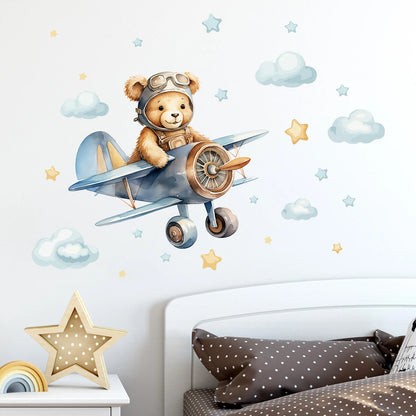 Cartoon Astronaut Bear Wall Sticker PVC Kids Decor-HomeDecorDecals_com