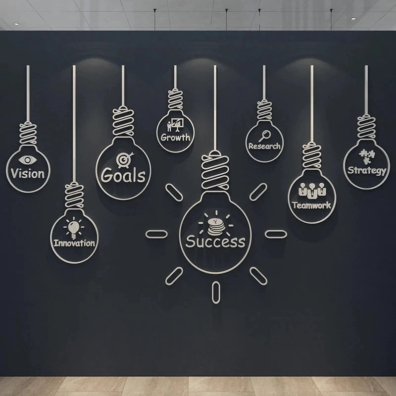 Office Wall Decor Painting 3D Stereo Acrylic Home Living Room Decor Wall Sticker Company Corporate Inspirational Wall Sticker-HomeDecorDecals_com