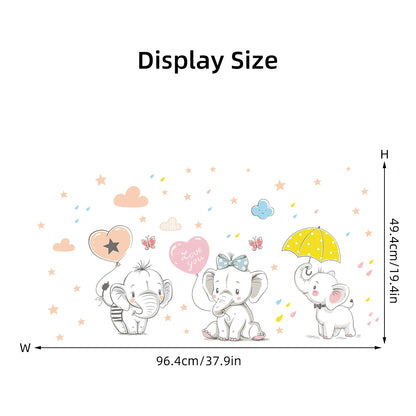 1pcs Removable PVC Wall Stickers Bedroom Kids Room Decoration Accessories Cartoon Stars Cute Elephants Wall Decor Decals-HomeDecorDecals_com