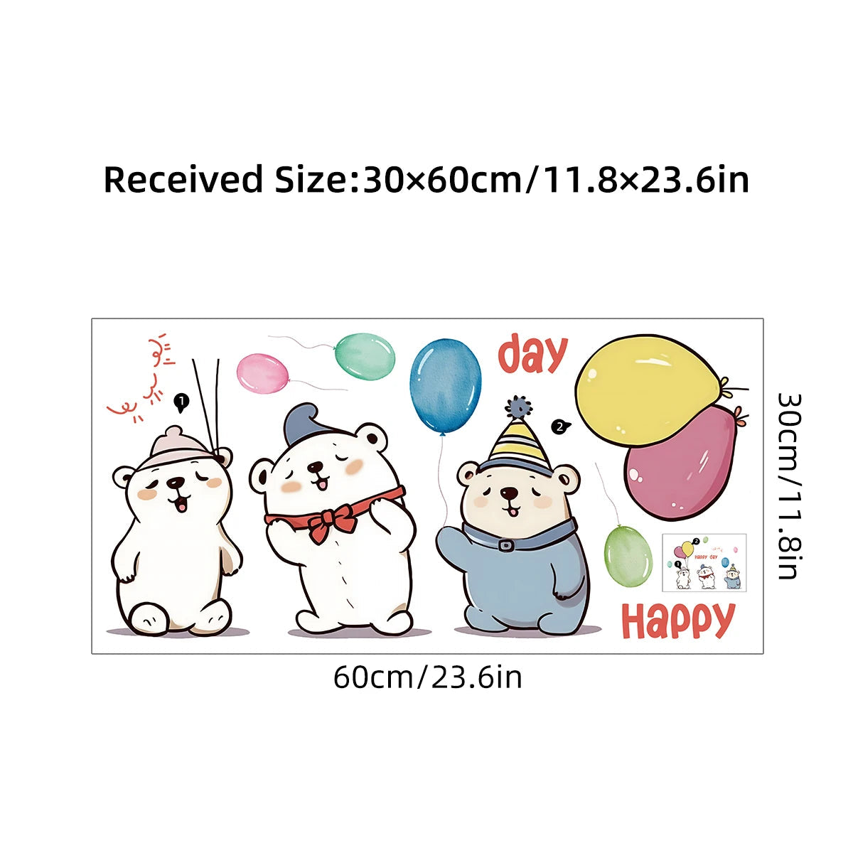 1pcs Cartoon Cute Balloon Bear Pattern Removable PVC Wall Stickers for Kids Room Decor Wall Decals Bedroom Decoration-HomeDecorDecals_com