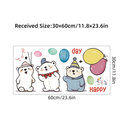 1pcs Cartoon Cute Balloon Bear Pattern Removable PVC Wall Stickers for Kids Room Decor Wall Decals Bedroom Decoration-HomeDecorDecals_com