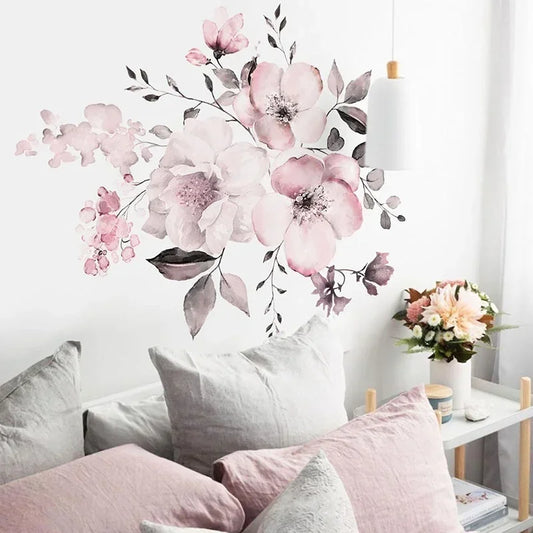 Watercolour Pink Flower Cluster Wall Sticker-HomeDecorDecals_com
