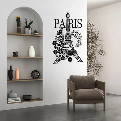Eiffel Tower Flower Silhouette Wall Decal | Home Decor by HomeDecorDecals.