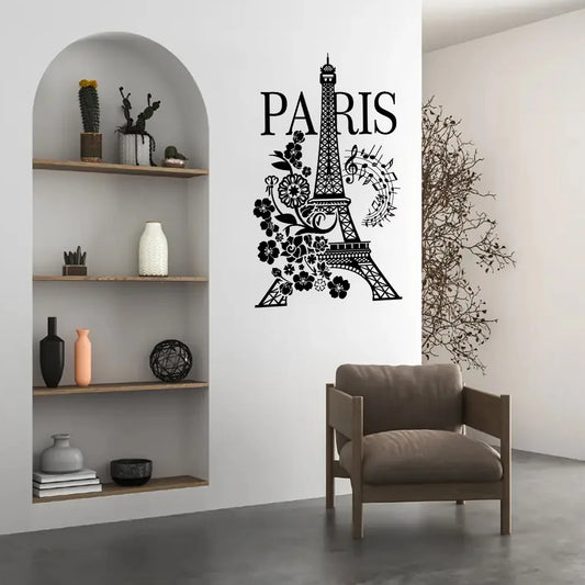 Eiffel Tower Flower Silhouette Wall Decal | Home Decor by HomeDecorDecals.
