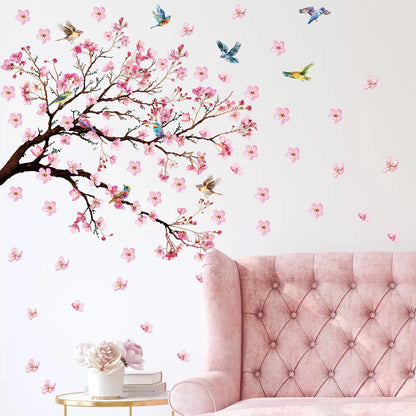 Watercolour Bird and Flower Wall Stickers (2-Pack)-HomeDecorDecals_com