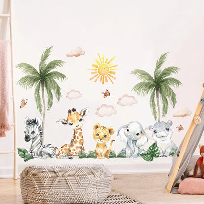 African Safari Wall Stickers Lion, Elephant and Giraffe-HomeDecorDecals_com