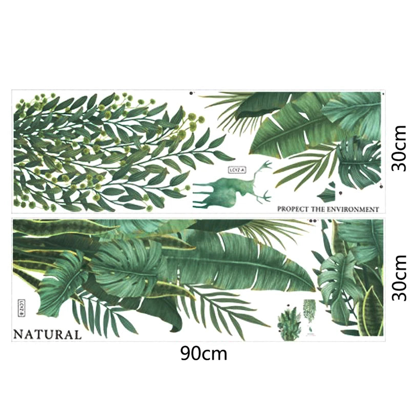 Additional view of Green Leaves Tropical Wall Decal | Home Decor by HomeDecorDecals.