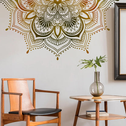 Close-up view of Mandala Lotus Flower Mural Wall Decal | Home Decor by HomeDecorDecals.