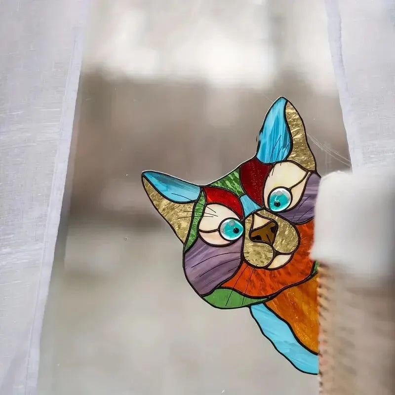 Cat Peeking Window Glass Decal | Home Decor design details by HomeDecorDecals.