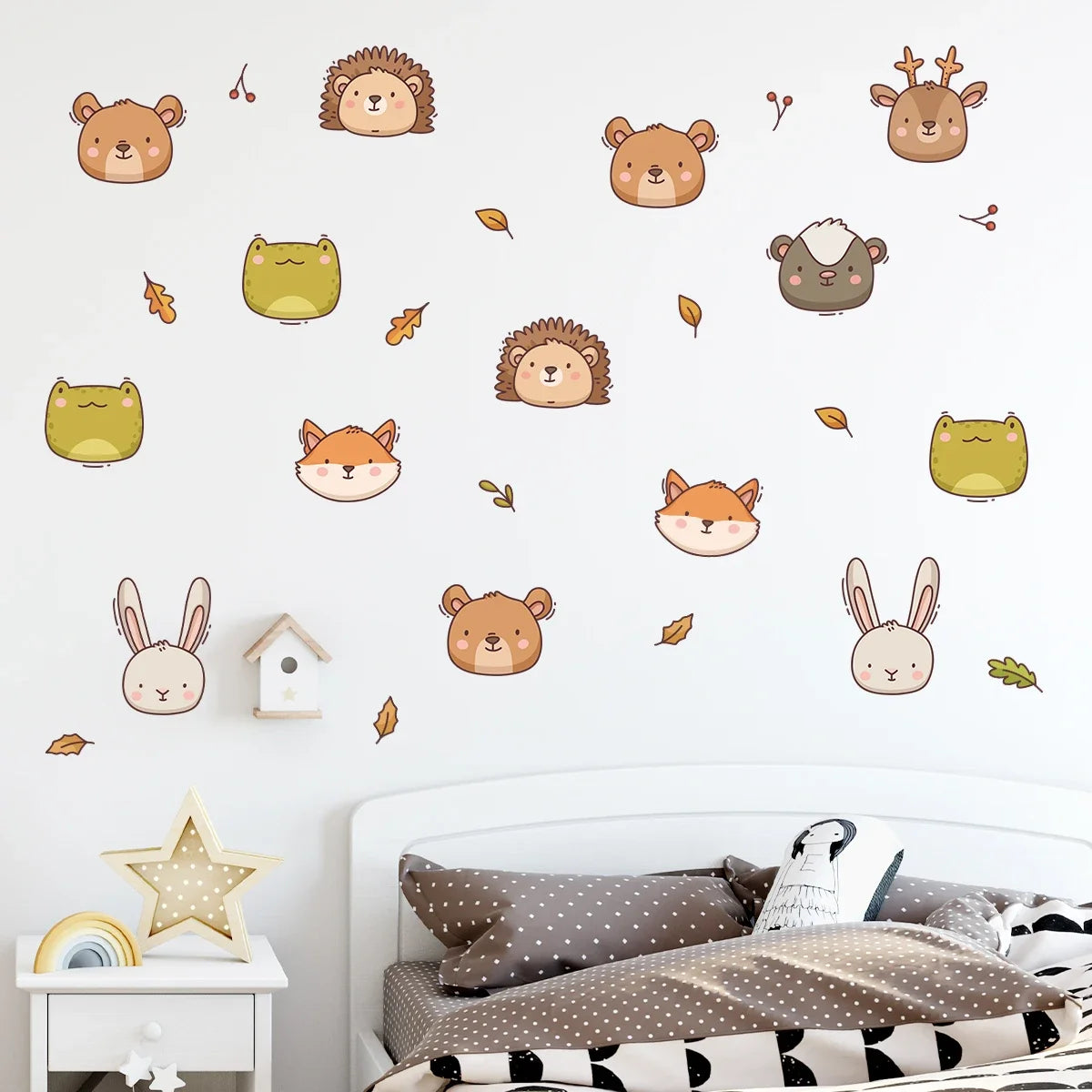 1Pc Cartoon Cute Animal Avatar Fox Rabbit Bear Wall Stickers for Kids Room Bedroom Wall Decals Home Decor Living Room Decoration-HomeDecorDecals_com