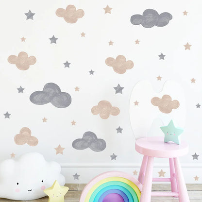 Cloud Stars Removable Wall Stickers for Kids Room Decor Art Nursery Baby Bedroom PVC Decals Self-adhesive DIY Posters Home Mural-HomeDecorDecals_com