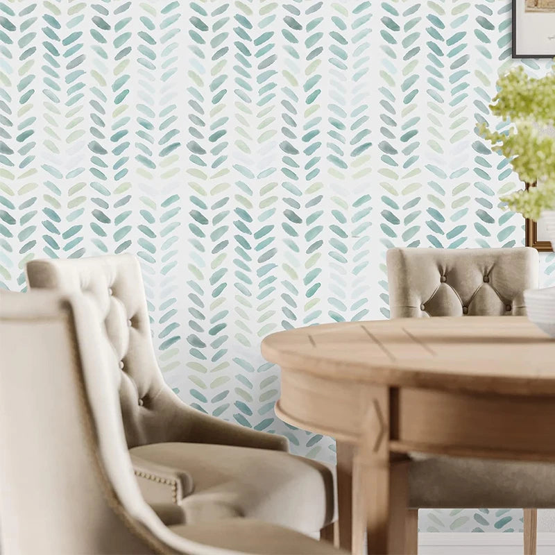 Additional view of Green White Leaves Wallpaper | Home Decor by HomeDecorDecals.