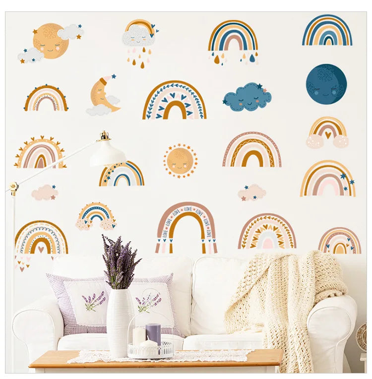 1x Cartoon Arch Rainbow DIY Wall Stickers for Baby Room Kids Bedroom Nursery Window Decor Removable PVC Decals Home Pieces Mural-HomeDecorDecals_com
