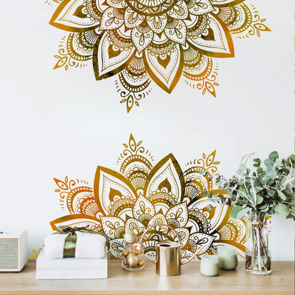 Alternative angle of Mandala Lotus Flower Mural Wall Decal | Home Decor by HomeDecorDecals.