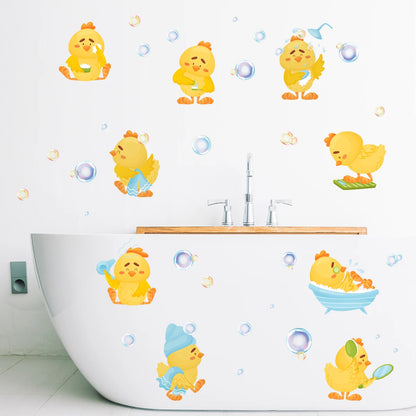 3pcs Set Cartoon Cute Duck Bath Bubble Pattern Wall Stickers for Bathroom Kids Room Decor Living Home Decoration Wall Decals-HomeDecorDecals_com