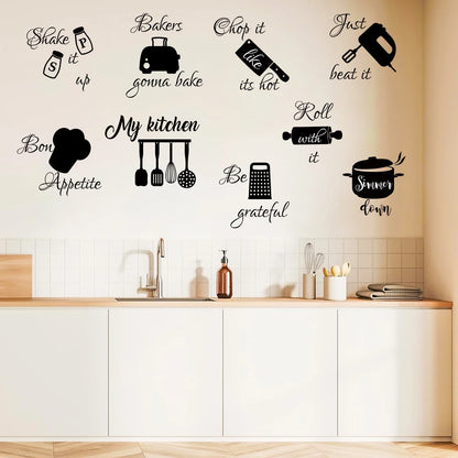 3pcs Set Kitchenware Pattern Wall Decals Living Room Decoration Kitchen Wall Stickers Home Decor Bedroom Accessories-HomeDecorDecals_com