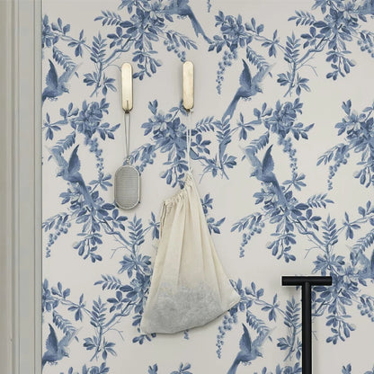 Blue Bird Floral Wall Decal | Home Decor removable peel and stick wall decal by HomeDecorDecals.