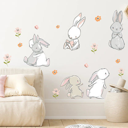 Colourful Cartoon Bunny Wall Sticker-HomeDecorDecals_com