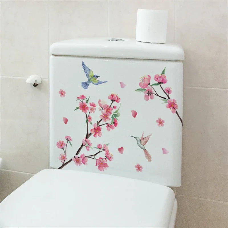 Plant Leaves Wall Sticker Toilet Sticker WC Self Adhesive Mural Beautify Flower Home Decoration Decals Refrigerator sticker-HomeDecorDecals_com