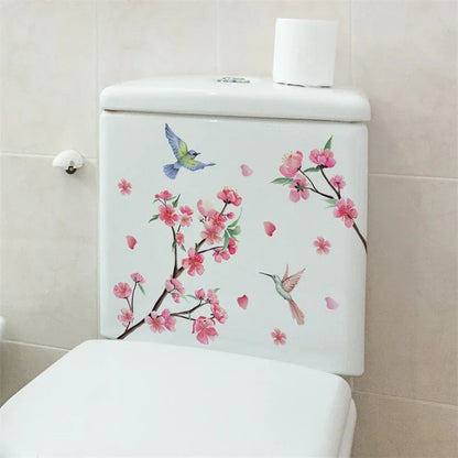 Plant Leaves Wall Sticker Toilet Sticker WC Self Adhesive Mural Beautify Flower Home Decoration Decals Refrigerator sticker-HomeDecorDecals_com