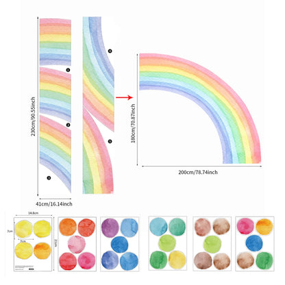 Large Watercolor Rainbow Wall Stickers For Kids Rooms Giant Child Wall Rainbow Stickers Pastel Boho Rainbow Wall Sticker-HomeDecorDecals_com