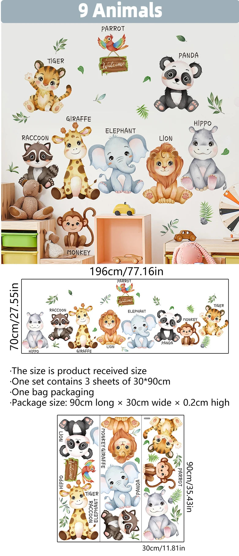 Safari Jungle Woodland Animals Wall Decals Wall Stickers for Boys Girls Baby Nursery Kids Bedroom Living Room Classroom Decor-HomeDecorDecals_com