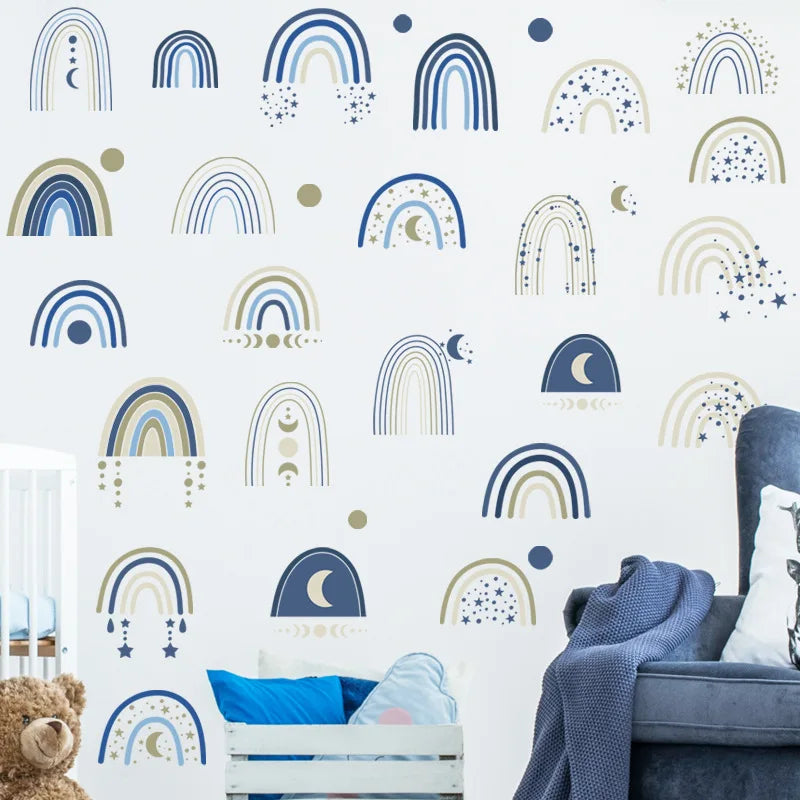 1x Cartoon Arch Rainbow DIY Wall Stickers for Baby Room Kids Bedroom Nursery Window Decor Removable PVC Decals Home Pieces Mural-HomeDecorDecals_com