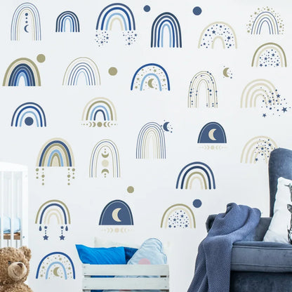 1x Cartoon Arch Rainbow DIY Wall Stickers for Baby Room Kids Bedroom Nursery Window Decor Removable PVC Decals Home Pieces Mural-HomeDecorDecals_com