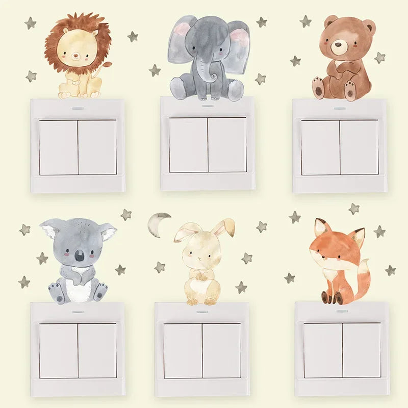 Cartoon Animal Wall And Switch Stickers Set-HomeDecorDecals_com