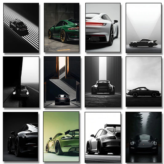 Black and White Luxury Car Art Poster Poster Canvas Painting Print Home Living Room Bedroom Entrance Bar Cafe Art Decoration-HomeDecorDecals_com