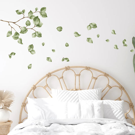 Tree Branches and Green Leaves Pattern Wall Decal | Home Decor removable peel and stick wall decal by HomeDecorDecals.