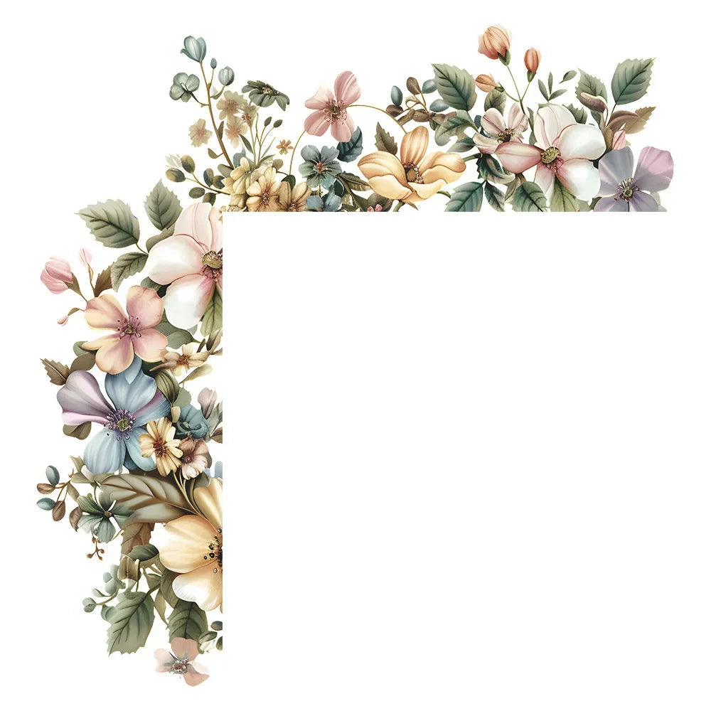 Additional view of Painted Flowers and Green Leaf Wall Decal | Home Decor by HomeDecorDecals.