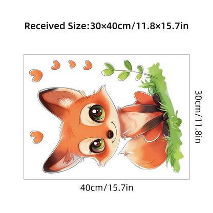1pcs PVC Cartoon Cute Fox Wall Stickers for Kids Room Decor Bedroom Decoration Children Home Removable Wall Decals Nursery-HomeDecorDecals_com
