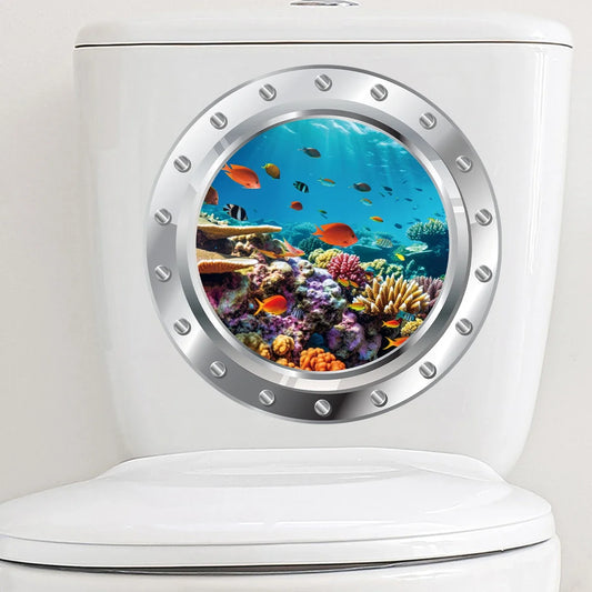 Watercolor Cute Marine Animal Furniture Stickers for Wall Bathtub Washing Machine Decoration for Bedroom Living Room Wall Decals-HomeDecorDecals_com