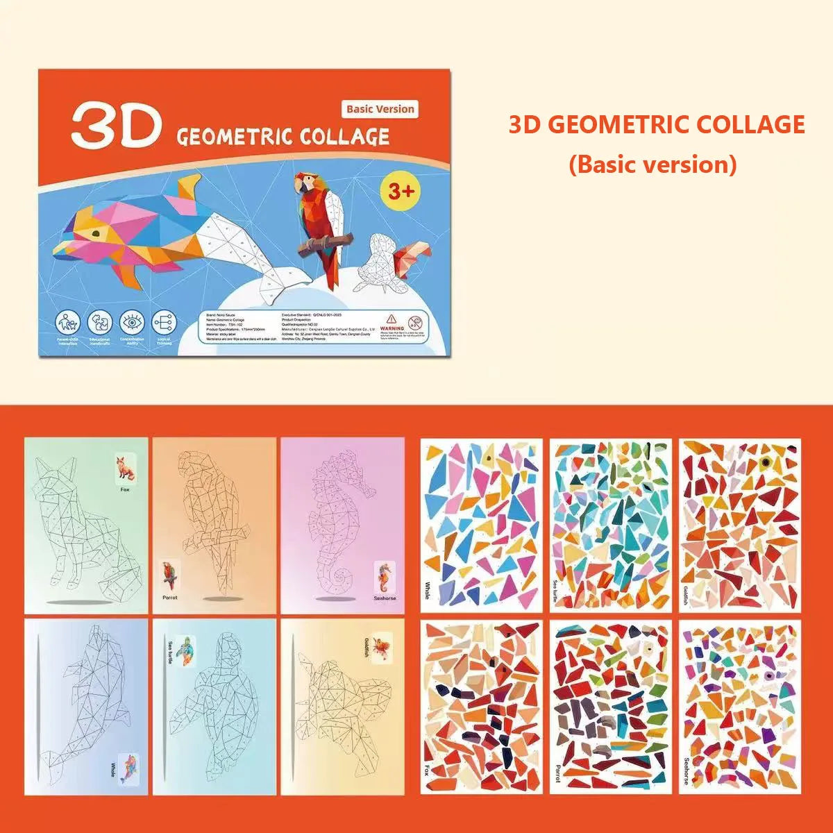6 Theme DIY Creative 3D Puzzle Art Set Puzzle Digital Sticker Puzzle Animal Cognitive Training Enlightenment Toy Stickers-HomeDecorDecals_com