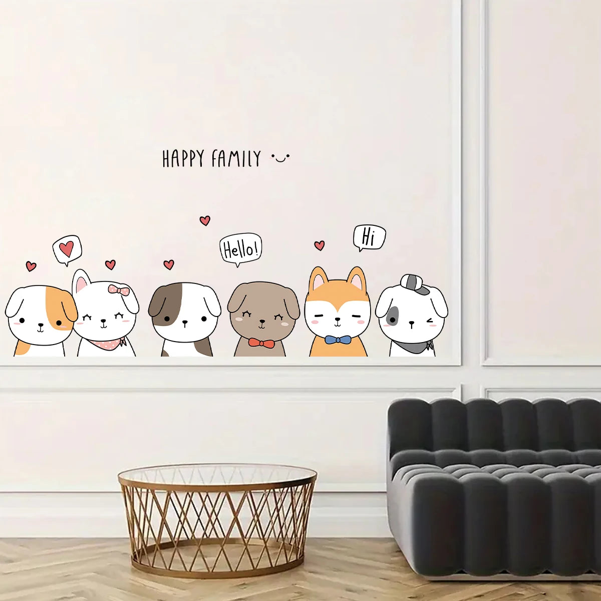 1pcs PVC Removable Cartoon Cute Puppy Greeting Pattern Wall Stickers for Living Room Door Bedroom Decoration Kids Home Decor-HomeDecorDecals_com