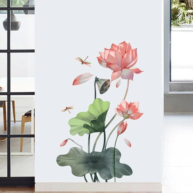 Lotus and Dragonfly Wall Decal | Home Decor displayed in room decor by HomeDecorDecals.