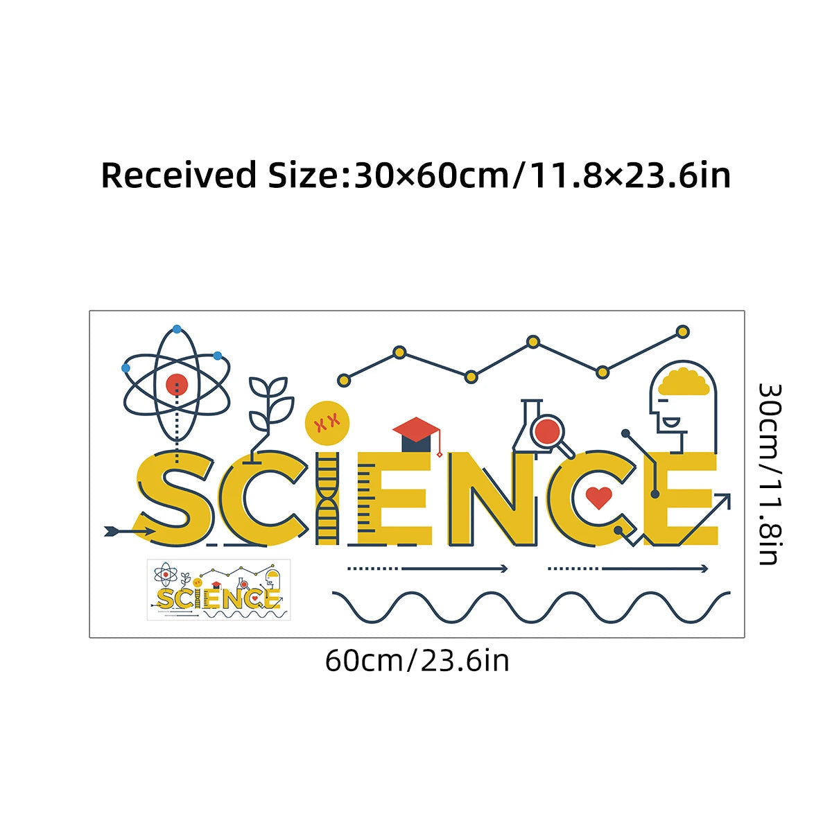 1Pc Cartoon "science" Text Laboratory Wall Decals Study Room Decoration Classroom Wall Stickers for Kids Room Children's Home-HomeDecorDecals_com