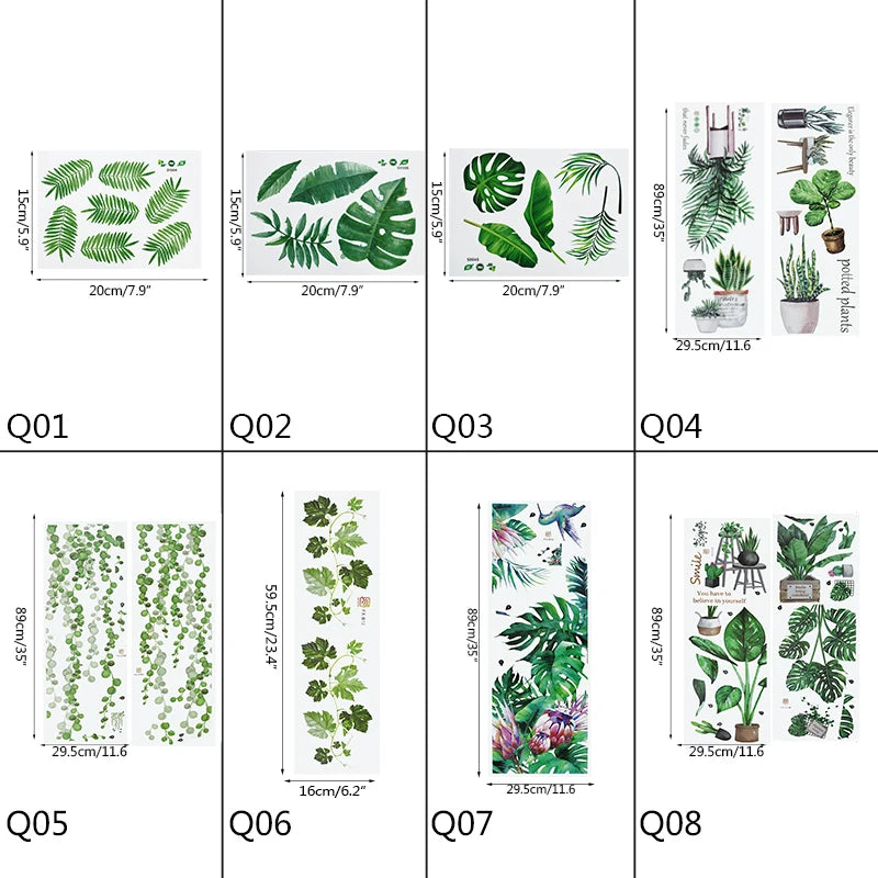 Additional view of Tropical Leaves and Flowers Wall Decal | Home Decor by HomeDecorDecals.