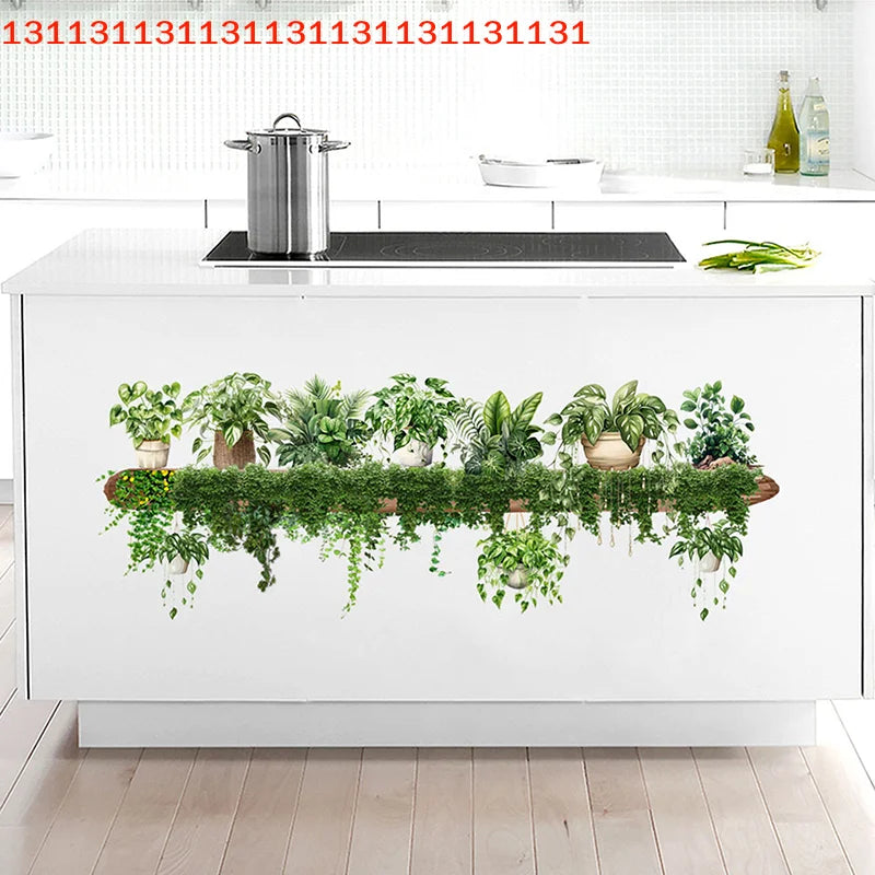 Green Plant Hanging Basket Wall Decal Décor-HomeDecorDecals_com