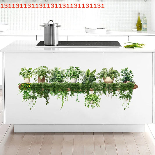 Green Plant Hanging Basket Wall Decal | Home Decor removable peel and stick wall decal by HomeDecorDecals.