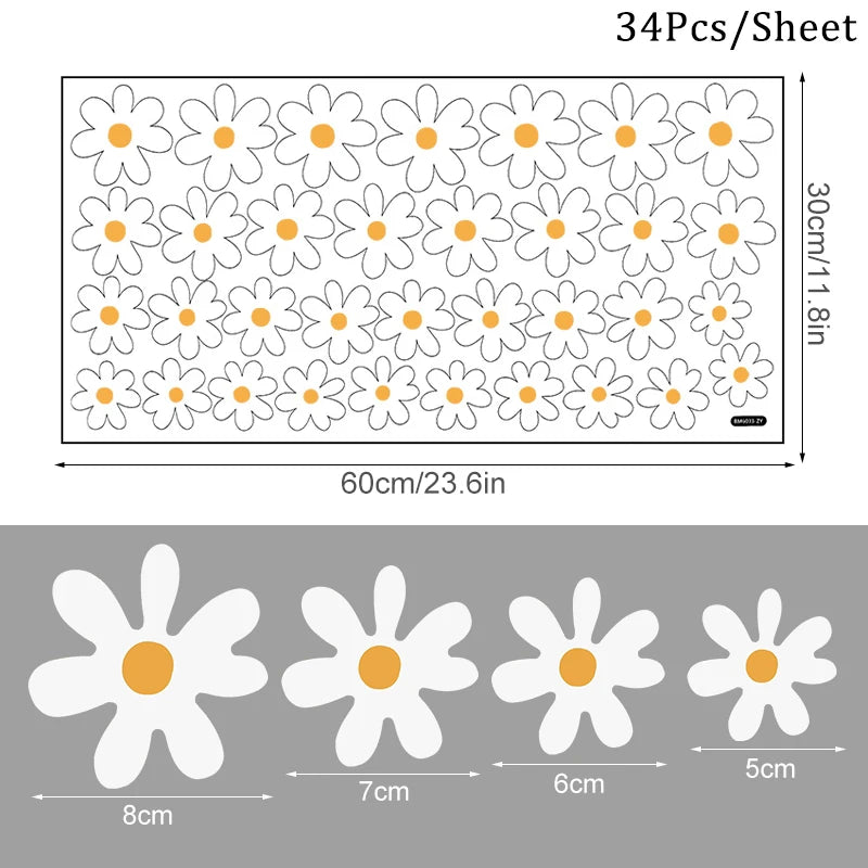 Additional view of White Daisy Flower Wall Decal | Home Decor by HomeDecorDecals.